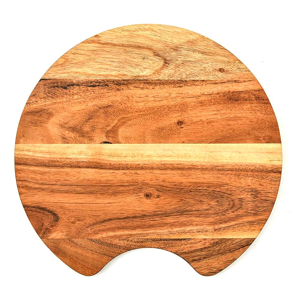 Affinity Decor Organic Acacia kitchen Cutting Chopping Board Platter Wine Holder with Handles for Butcher Block Cheese and Vegetables Fruit & Salad (Half Moon Board 12"L x 12"W)