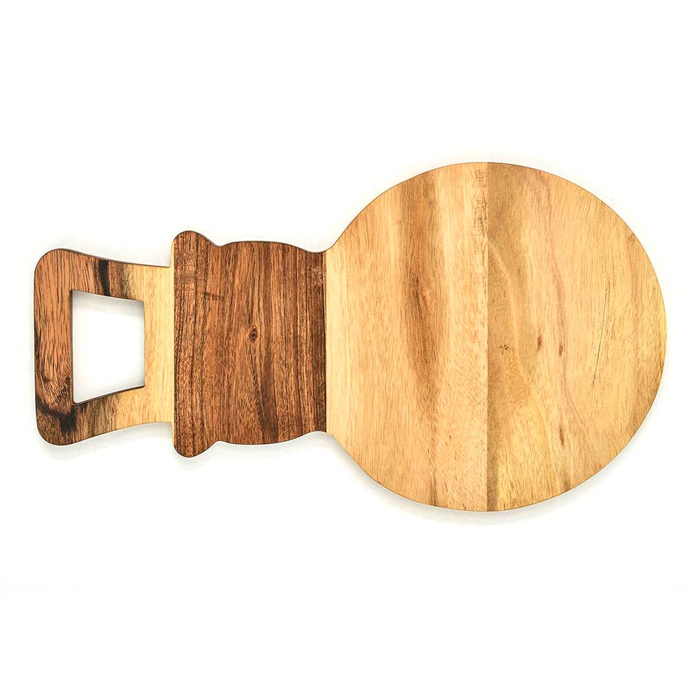 Organic Acacia kitchen Cutting Chopping Board Platter Wine Holder with Handles for Butcher Block Cheese and Vegetables Fruit & Salad (Snow Man Board 14"L x 8"W)