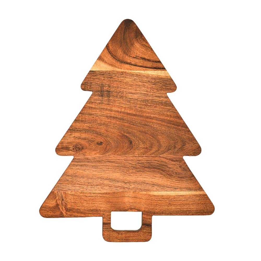 Christmas Tree Shaped Wood Cutting Board for kitchen, Christmas Tree Wooden Serving Tray with Handle, Christmas Decoration Charcuterie Tree Boards 14"L x 11"W