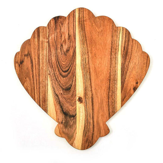 Affinity Decor Acacia Wood Cutting Board for kitchen Chopping Boards, Decorative Wooden Shaped Platter with Handle, Butcher Block, Natural Cheese Serving Plate (Sea Shell Board 14"L x 13"W)