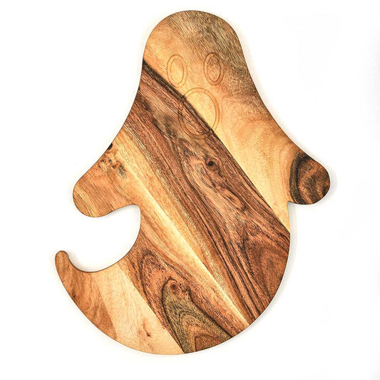 Halloween Ghost Shaped Wood Cutting Board for Kitchen, Charcuterie Platter for Cheese, Halloween Serving Boards Gift (Ghost Board- L x W 14 x 10 Inch)