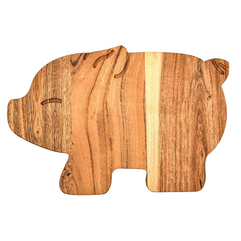 Affinity Decor Acacia Shaped Wood Cutting Board for Kitchen Wooden Chopping Butcher Block for Cheese Halloween Christmas Gift (Piglet Board 11"L x 7"W)