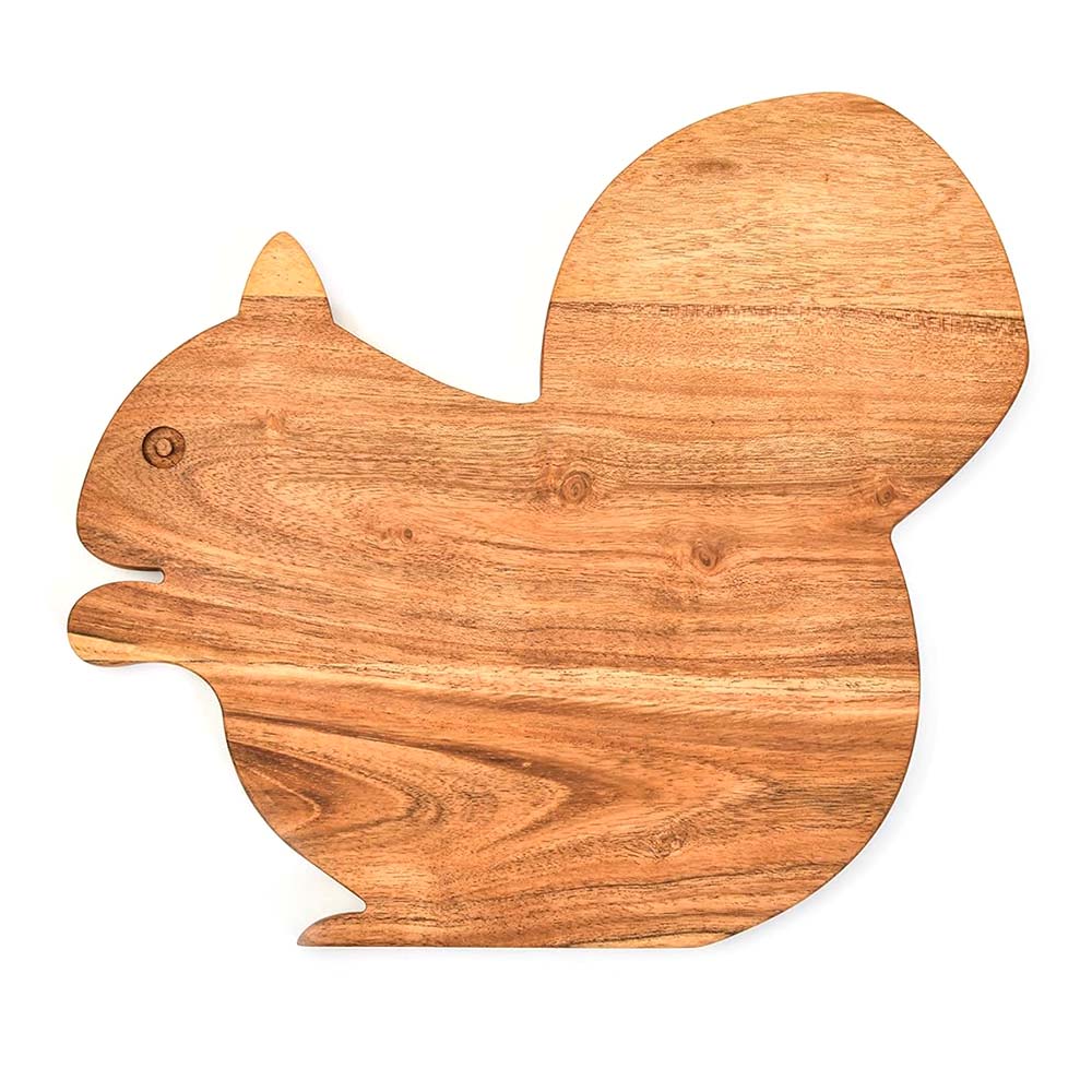 Affinity Decor Shaped Wood Cutting Board for Kitchen Wooden Chopping Boards with Handle Butcher Block, Charcuterie Platter for Cheese, Halloween Christmas Gift (Squirrel Board 11"L x 12"W)