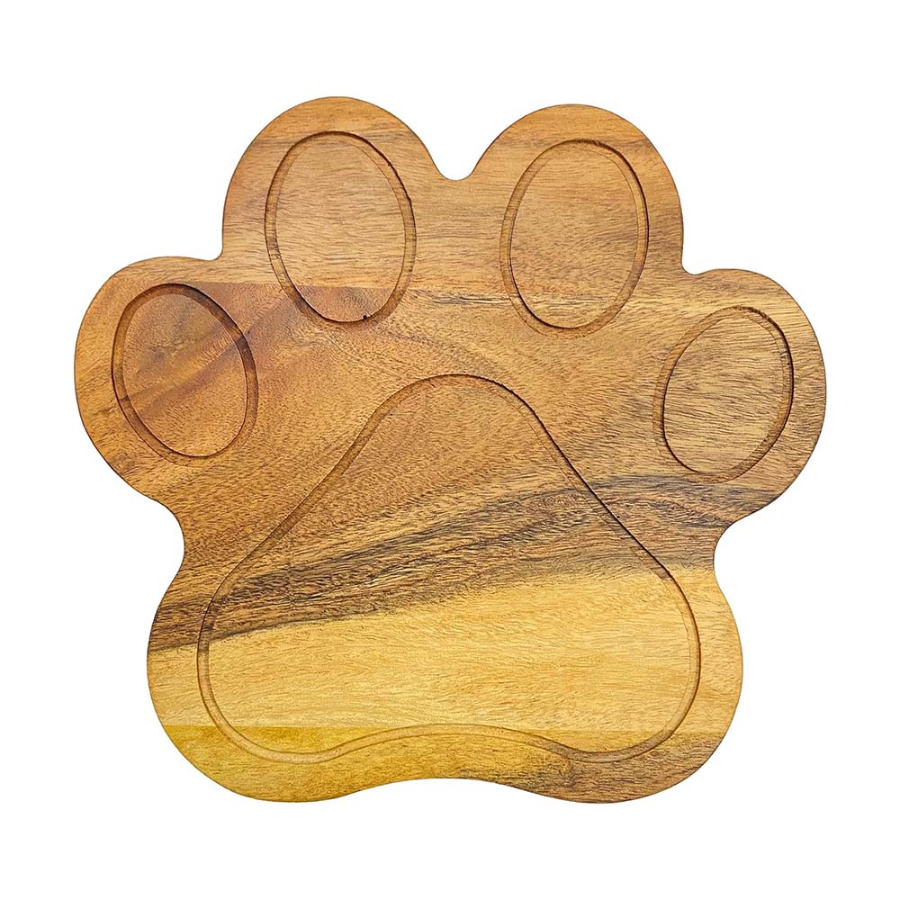 Funny Paw Shaped Wood Cutting Board for Kitchen with Groove, 10.25"L x 11"W Decorative Funny Paw Charcuterie Serving Board, Cheese Serving Board, Solid Wood Chopping Board