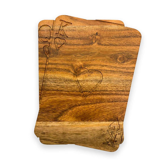 Valentine's Day Gift Organic Acacia kitchen Cutting Chopping Charcuterie Board Platter Butcher Block for Cheese and Vegetables Meat (King Queen Cards Board 11.1"L x 8.7"W)