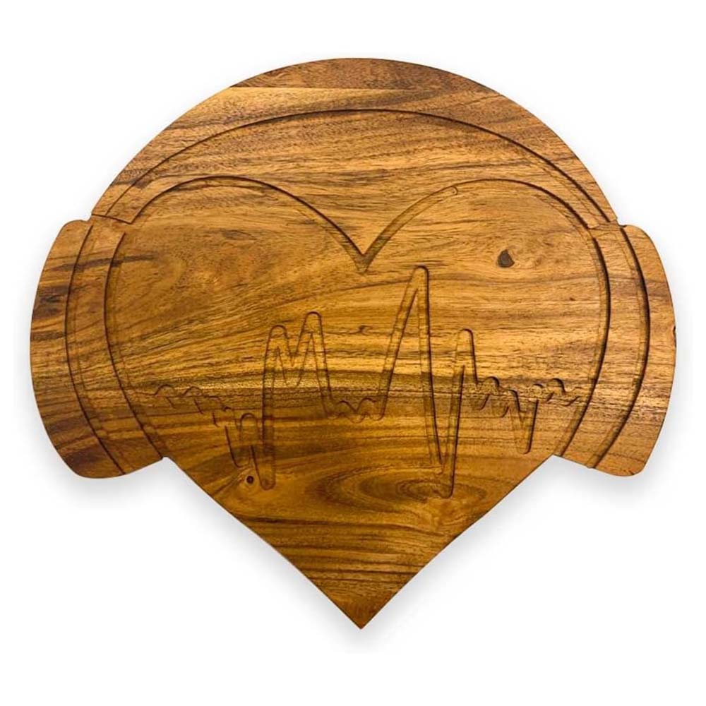 Valentine's Day Gifts Organic Acacia kitchen Cutting Chopping Charcuterie Board Platter Butcher Block for Cheese and Vegetables Meat (Musical Heart Board 9.2"L x 10.3"W)