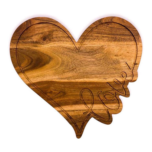 Acacia Wood Valentine's Day Gift Cheese Cutting Chopping Charcuterie Board for cheese Platter Serving Try Plate (Love Heart Board 10.6"L x 11.6"W)