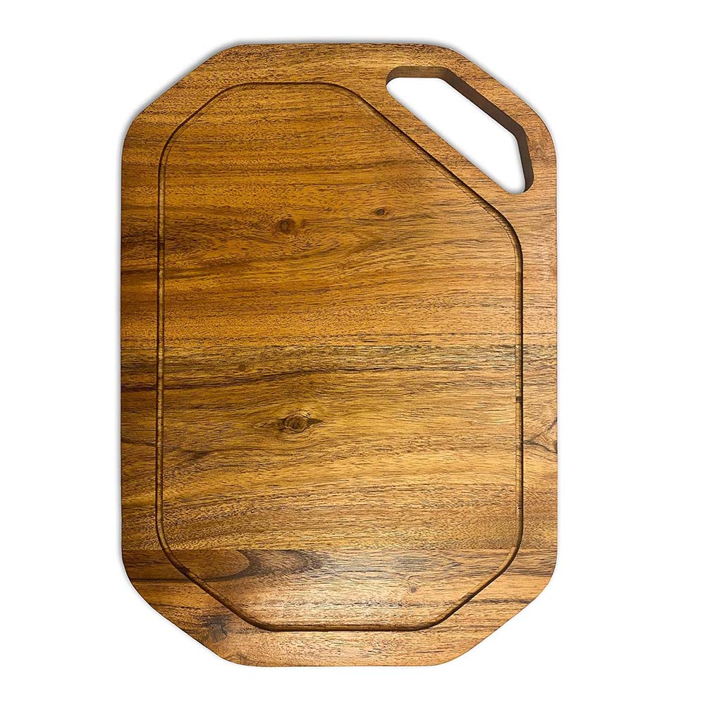 Affinity Decor Wood Cutting Board for Kitchen, Cheese Serving Boards, Charcuterie Boards, Festive Serving Platters with Handle and Juice Grooves Pre Oiled, CB-130, 14"L x 10"W