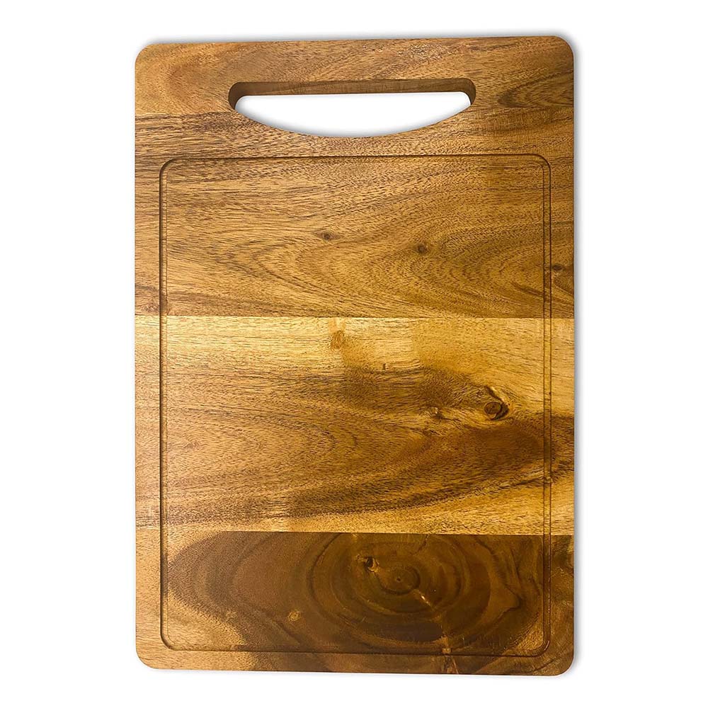 Affinity Decor Wood Cutting Board for Kitchen, Natural Cheese Serving Boards, Wooden Charcuterie Boards, Festive Serving Platters with Handle and Juice Grooves, CB-131, 14"L x 10"W