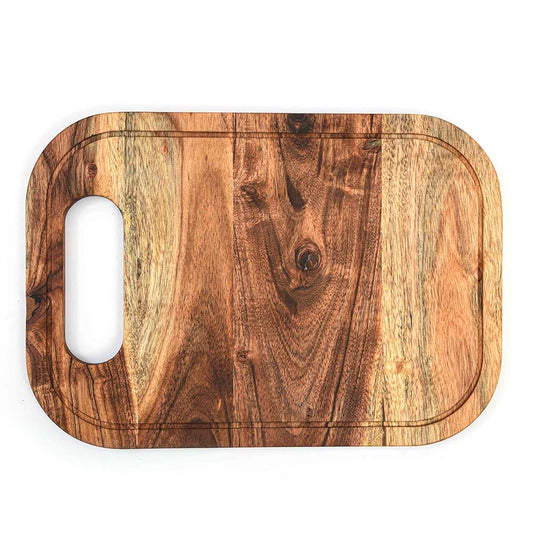 Affinity Decor Wood Cutting Board for Kitchen, Wooden Serving Boards, Organic Wood Charcuterie Boards, Serving Platters with Handles and Juice Grooves Pre Oiled, CB-136, 14"L x 10"W