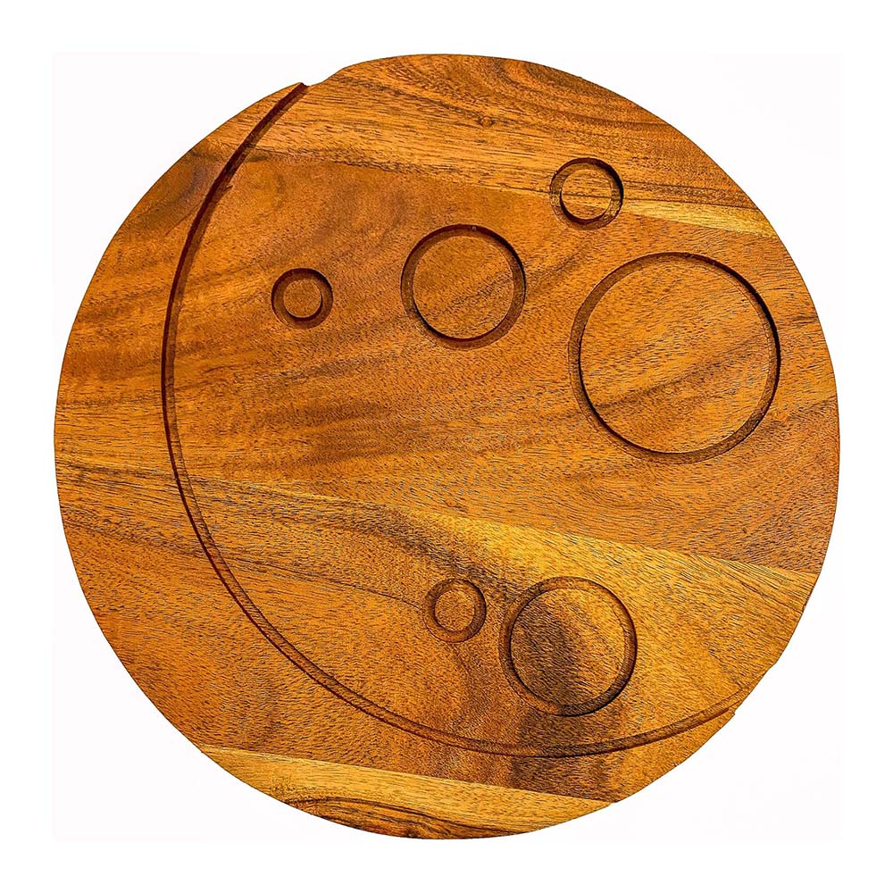 Acacia Wood Halloween Full Moon Cutting Board with Groove for Festive Decor and Appetizer Serving Tray (10.75"L x 10.75"W)