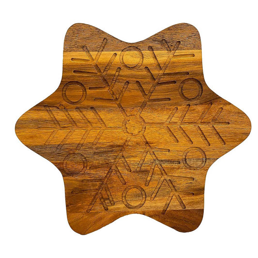 Wood Cutting Board for Kitchen Star Shaped Wooden Cutting Board with Grooves, Christmas Decorative cutting board for Cheese and Veggies and Charcuterie Serving Platter 11"L x 11"W