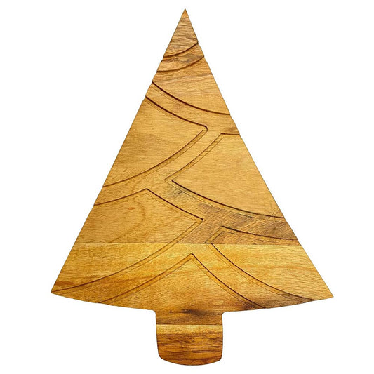 Wood Cutting Board for Kitchen Christmas Tree Shaped Wooden Cutting Board with & Grooves, Decorative cutting board for Cheese and Veggies and Charcuterie Serving Platter 13.25"L x 10"W