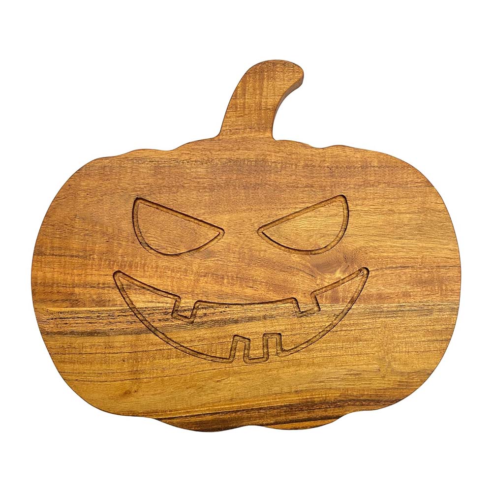 Halloween Wood Cutting Board for Kitchen, 12"L x 13"W Pumpkin Shaped Wooden Cutting Boards with Handle, Charcuterie Boards, Serving Platter for Cheese & Kitchen Decoration