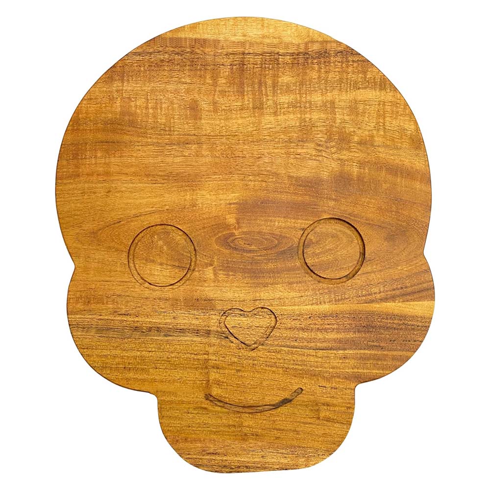 Halloween Wood Cutting Board for Kitchen, 13"L x 10.75"W Skull Shaped Wooden Cutting Boards with Handle, Charcuterie Boards, Serving Platter for Cheese & Kitchen Decoration