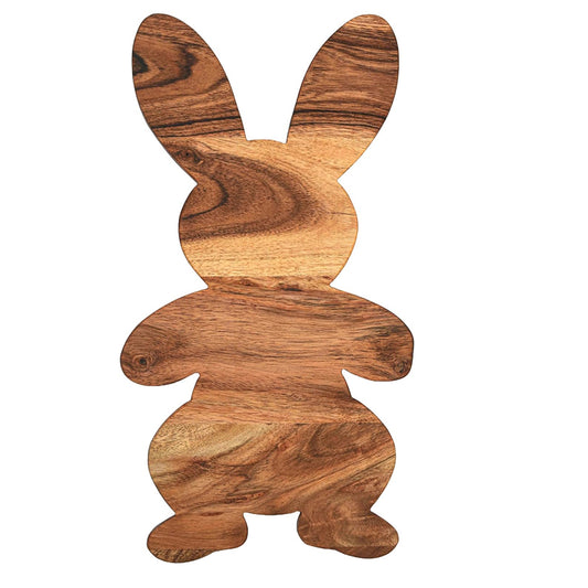 Bunny Shaped Wood Serving Board, Wood Cutting Board for Kitchen, Wooden Charcuterie Boards, Funny Dancing Bunny Serving Platter for Cheese and Food, 15" x 8.3"