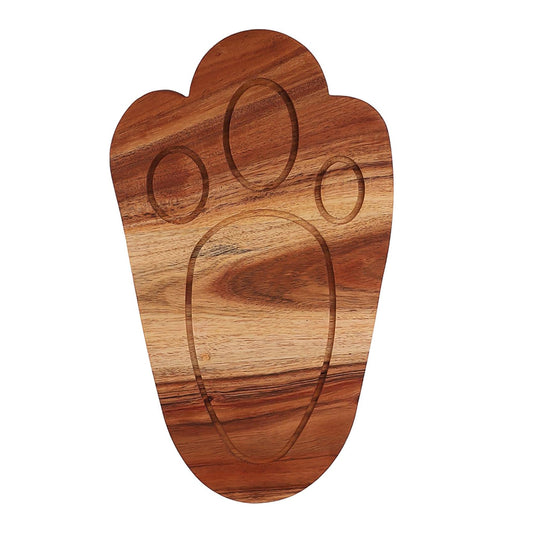 Bunny Paw Shaped Wooden Serving Board, Wood Cutting Board for Kitchen, Funny Wooden Charcuterie Boards, Easter Serving Platter for Cheese and Food, 12.6" x 7.1"