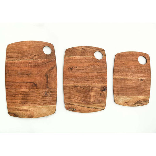 Affinity Decor Cutting Board Series, Acacia Wood Cutting Boards for Kitchen, Wooden Serving Charcuterie Board with Hanging Hole, Organic Wood Board Set of 3, 13.6"x9.1", 11.8"x7.8", 9.6"x6.5"