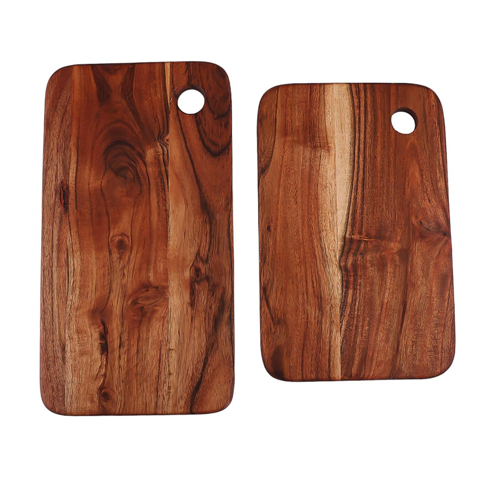 Affinity Decor Cutting Board Series, Acacia Wood Cutting Boards for Kitchen, Set of 2 Wooden Serving Charcuterie Board, Organic Wood Board, Ideal for Fruits, Cheese 13"x7", 11"x7"