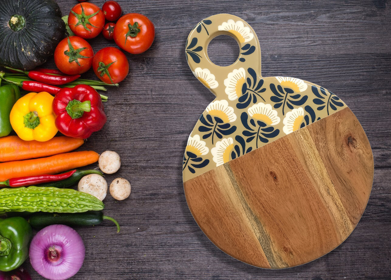 Affinity Décor Resin Print Wooden Cutting Boards for Kitchen Deco with Grooves Festive Décor Epoxy Wood Cutting Board Handmade Large Charcuterie Board Handcrafted Acacia Wood Cutting Board (WL-CB-320)