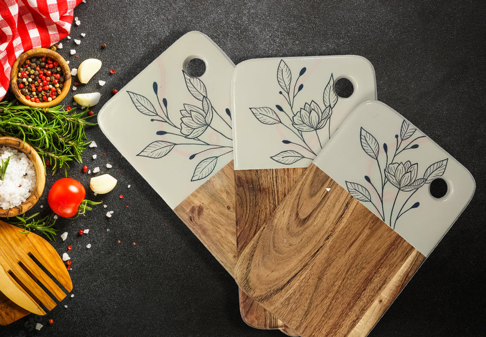 Affinity Décor Resin Print Set Of 3 Cutting Board Kitchen Deco with Grooves Festive Décor Epoxy Wood Cutting Board Handmade Large Charcuterie Board Handcrafted Acacia Wood Cutting Board (326)