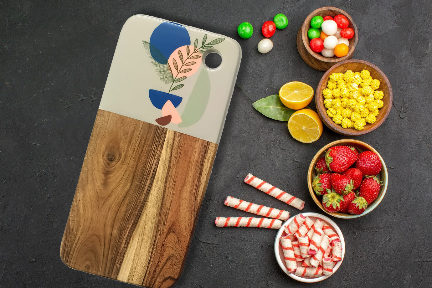 Affinity Décor Resin Print Set Of 3 Cutting Board Kitchen Deco with Grooves Festive Décor Epoxy Wood Cutting Board Handmade Large Charcuterie Board Handcrafted Acacia Wood Cutting Board (328)