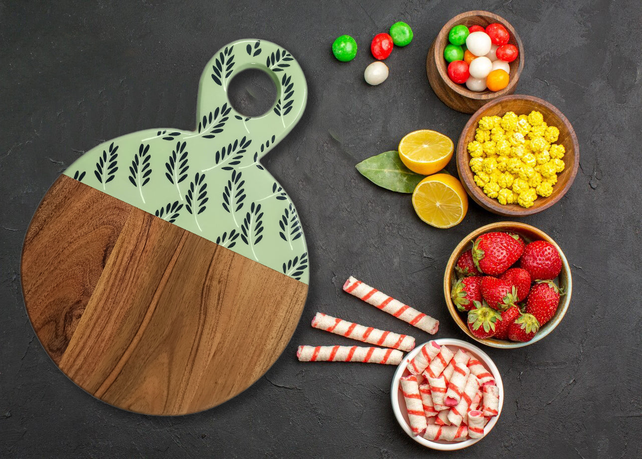 Affinity Décor Resin Print Wooden Cutting Boards for Kitchen Deco with Grooves Festive Décor Epoxy Wood Cutting Board Handmade Large Charcuterie Board Handcrafted Acacia Wood Cutting Board (WL-CB-334)