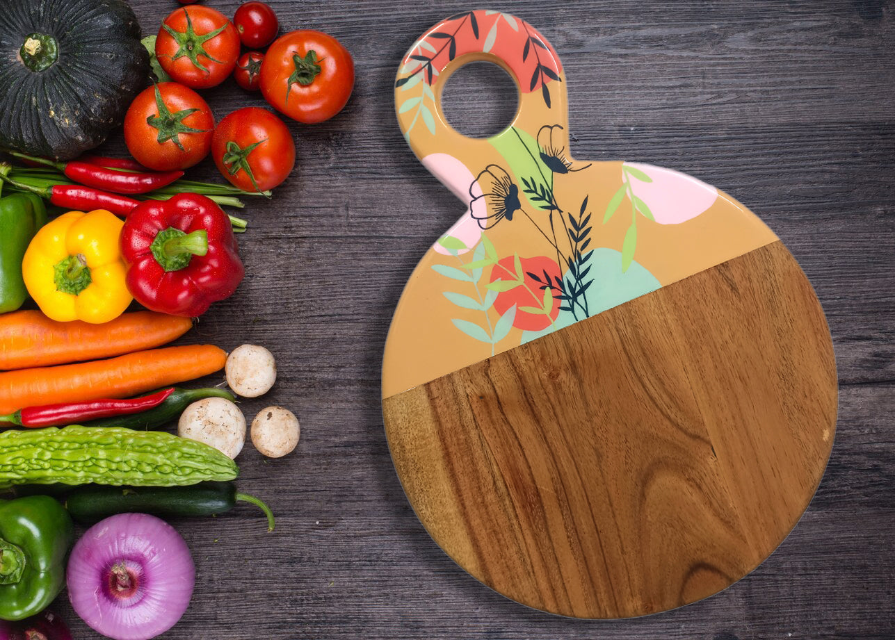 Affinity Décor Resin Print Wooden Cutting Boards for Kitchen Deco with Grooves Festive Décor Epoxy Wood Cutting Board Handmade Large Charcuterie Board Handcrafted Acacia Wood Cutting Board (WL-CB-335)