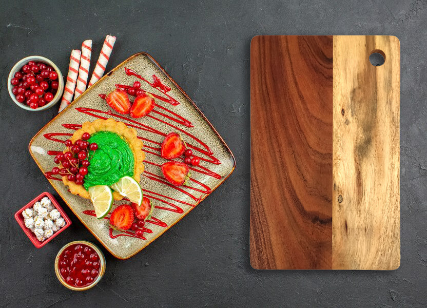 Wood Cutting Boards Kitchen, Thick Chopping Board, Serving Trays Large Wooden Cutting Board with Deep Juice Groove and Handles, Wooden trays for meat, fruit and cheese (14 X 9 X 0.63 Inch)